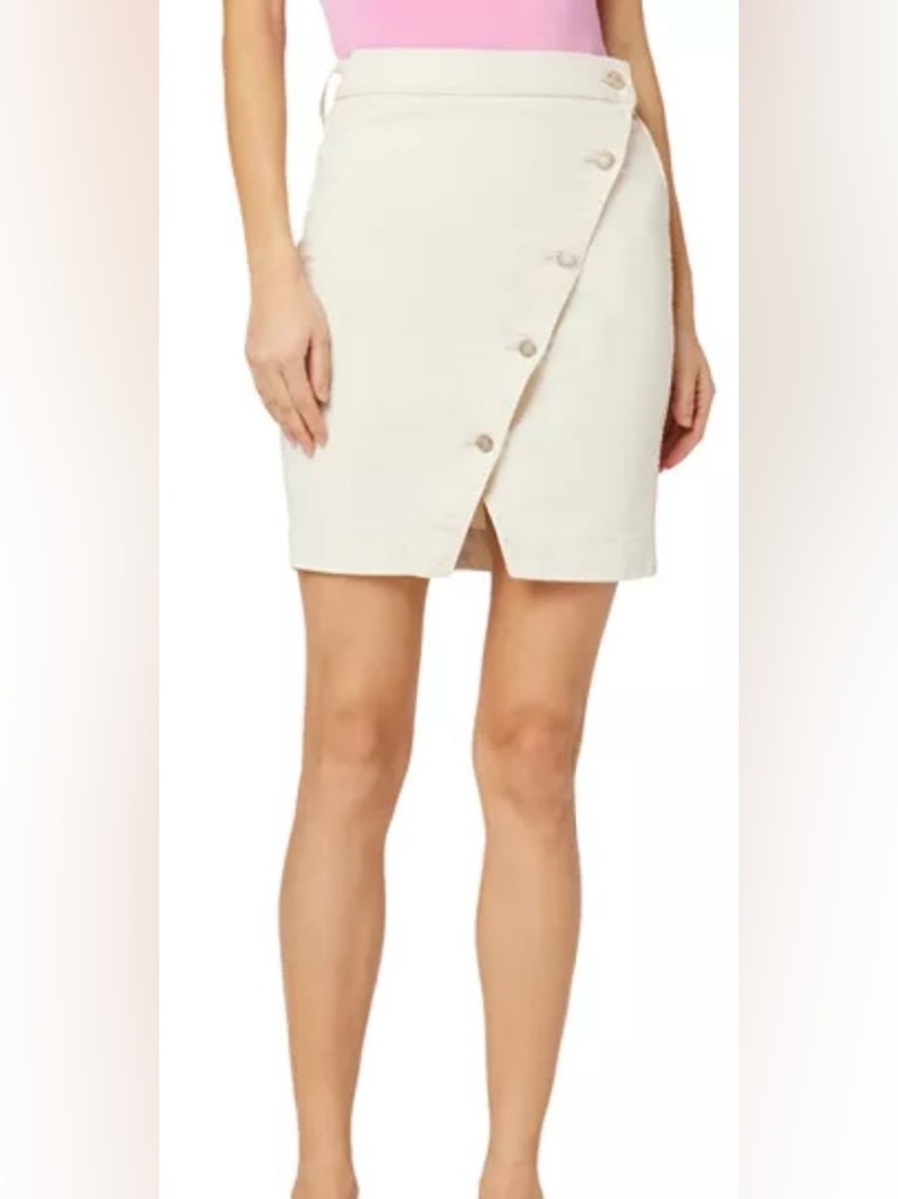 Hudson Asymmetrical Denim Skirt in Ecru size 27